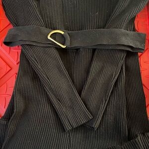 Black Ribbed Belted jumper